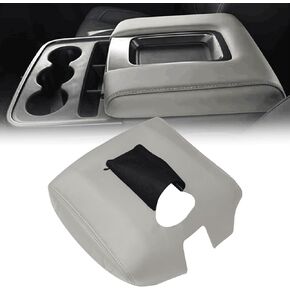 SecosAutoparts Black Leather Center Console Leather Lid Armrest Cover Replacement Compatible with Chevy Silverado GMC Sierra 2014 2015 2016 2017 2018 Black Made by Quality Automotive PVC Leather