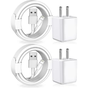 [Apple MFi Certified] iPhone Charger, 2Pack Lightning Cable Apple Charging Cords &Fast Quick USB Wall Charger Travel Block Plug Adapter for iPhone 14/13/12/11 Pro/11/10/XS MAX/XR/8/7/6s/6 Plus/AirPods
