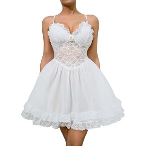 OYOANGLE Women's Lace Spaghetti Strap Chemise Slip Dress Wedding Bridal Nightdress Sleepwear