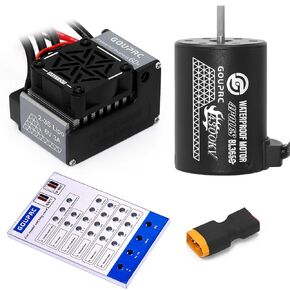 GOUPRC S3650 4300KV Brushless Motor 3.175mm Shaft with Upgrade 60A ESC Electric Speed Controller Combo Set for 1/10 RC Car Truck (4300KV+EAS)