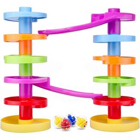 Ball Drop Educational Toy with Bridge - Advanced Spiral Swirl Ball Ramp Activity Playset for Toddlers