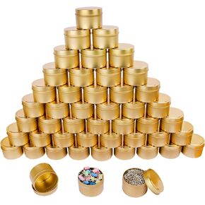 GENHAKON 48 Packs 4 oz Golden Candle Tins, Bulk Candle Making Tins, Candle Jars, Candle Containers for Making Candles