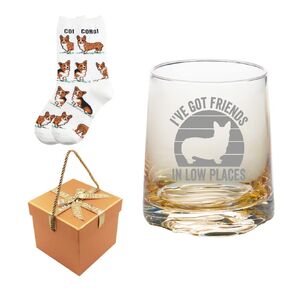 Mothers Gifts for Corgi Dog Mom, Corgi Whiskey Water Drinking Glass Tumbler, I've Got Friends in Low Places in Kuwait