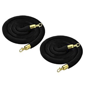 PATIKIL 3.3 Feet Purple Velvet Stanchion Rope, 2 Pack Crowd Control Barrier Rope with Snap Hooks for Posts Stands Queue Divider of Hotel Theater, Golden