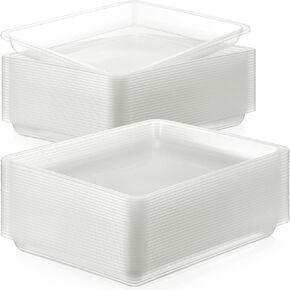 Maitys 24 Pcs Plastic Art Trays and Craft Tray 11 x 8.66 x 0.98 Inch Flat Storage Serving Organizer bin Stackable Bin for Painting Beads Office School DIY Projeects(Clear)