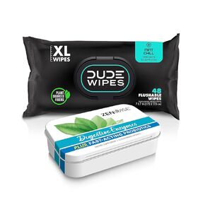 Dude Wipes & Zenwise #2 Bundle - 48 Flushable Wipes and 15 Digestive Enzymes with Probiotics and Prebiotics for Digestive & Gut Health