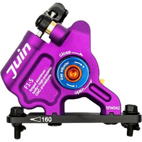 Juin F1-S Hybrid Hydraulic Disc Brake Caliper, Mechanical/Hydraulic Disc Brake Kit, Purple