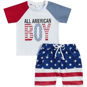 تي شيرت My First USA للأطفال الصغار الأولاد والبنات في الرابع من يوليو، تي شيرت علوي وسروال قصير للأطفال حديثي الولادة ملابس الصيف الرابعة