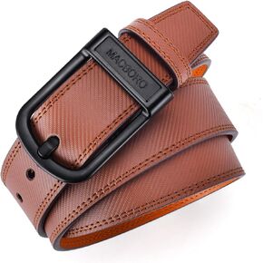 MACBORO Non Metal Tsa Approved Belt Nickel Free Hypoallergenic Plastic Buckle Travel Leather Belt