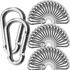 100Pack Spring Snap Hooks Carabiner, M5 3/16" Carabiner Clips Keychain Small 2" Chain Quick Links Spring Safety Hook Connector for Dog Leash Backpack Hiking Fishing Bag DIY Accessories