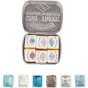 CSY art gallery Artist Watercolor Paint Set-Glitter Paint -Metallic Water Coloring Paint - Solid Palette- Retro Portable Metal Case-Pearlescent Color Set Sparkle Professional Watercolour (Ocean)
