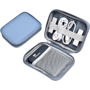 Miloocul Leather External Hard Drive Case for Western Digital WD Elements/WD My Passport/WD My Passport Ultra Portable Hard Drive Carrying Case of 1TB 2TB 4TB 5TB (Gray&Blue, Single Layer)