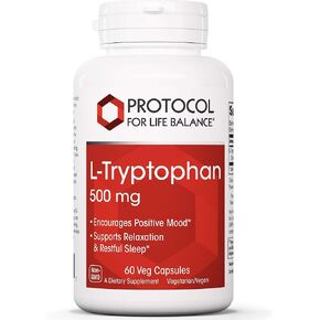 Protocol L-Tryptophan 500mg - Mood Support, Stress Relief, and Relaxation - 60 Veg Caps