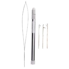 Speed Beader,Aluminum Handle Pulling Loop Micro Beads Looper Threader For Hair Extension