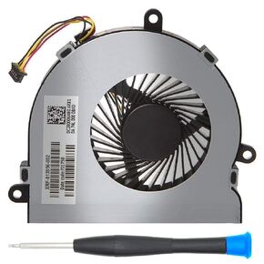MMOBIEL مروحة تبريد وحدة المعالجة المركزية للكمبيوتر المحمول 4 دبوس 4 سلك بديل لـ HP 250 G4 255 G4 Notebook 15-AC Series DC28000GAR0 XRF-813956-002 Incl (+) مفك براغي