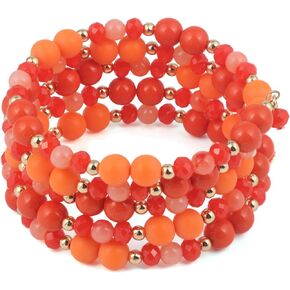 Coiris Multi Layers Statement Yellow Beaded Bracelet Adjustable Strand Bangle Bracelet for Women