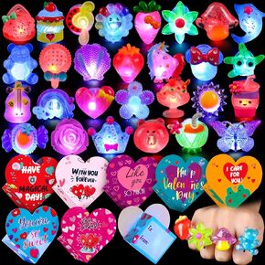 FLY2SKY Christmas Party Favors 25Pcs 3D LED Finger Lights for Kid & Adults Toys Light Up Rings Stocking Stuffers Party Favors Assorted Styles Gift Package No-Repeat Non Candy Gift New Version