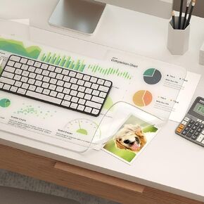 Crenovo Clear Desk Mat, 31.5" x 15.7" Non Slip Desk Protector Waterproof PVC Crystal Heavy Duty Desktop Pad 1.5mm Thick Heat Resistant Large Desk Pad Writing Mat for Office and Home