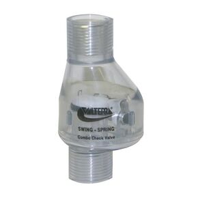Valterra 200-C05F PVC Swing/Spring Combination Check Valve, Clear, 1/2" FPT