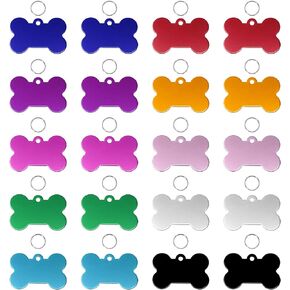 Penta Angel Aluminum Alloy Pet ID Tags 20Pcs Bone Shaped Blank Engraved Dog Cat Name Phone Number Identification Card Tags