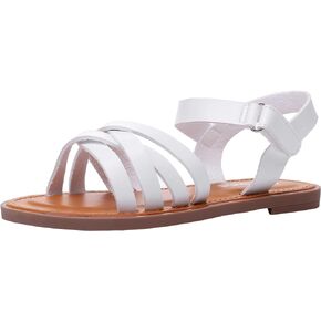 Ahannie Girls Strappy Sandal,Kids Open-Toe Summer Flat Sandal