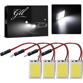 Grandview White COB 18SMD LED لوحة قبة ضوء السيارات الداخلية لوحة القراءة ضوء السقف السقف الداخلي مصباح سلكي + محول T10 + محول BA9S + محول فسطون DC12V (40 مم × 20 مم - 10 قطع)