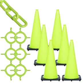 Mr. Chain Traffic Cone and Chain Kit, Safety Green, 28-Inch Height (93214-6)
