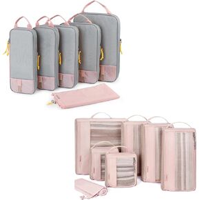 BAGSMART 6 Set Compression Packing Cubes for Travel, Lightweight Vacation Travel Essentials for Women, Travel Accessories for Suitcase Organizer Bags Set, Durable Luggage Organizer Travel Bags