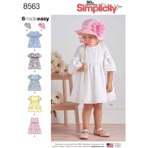 Simplicity US8563AS Toddler's Dress and Hat Sewing Patterns, Sizes 1/2-4