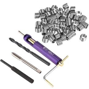 50 pcs M6 Stainless Steel helicoil m6 helicoil 55466 m6x1 Metric Coarse Thread Repair Kit Wire Thread Insert Combination Tool Set Thread Repair Kit with Twist Drill Bits Wrench Thread Taps Breaking