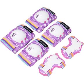 Bosoner Kids Knee Elbow Pads: Protective Gear Set Roller Skate Wrist Guards for Girls Boys Toddlers - Knee Pad and Elbow Pads for Bike Skateboard Skatings Cycling Riding