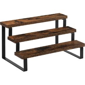 Wooden Display Riser Stand, Tiered Perfume and Cologne Organizer Stand, 3 Tier Spice Rack Organizer, Rustic Display Shelf for Candles (3 Tier - 9.0 in)