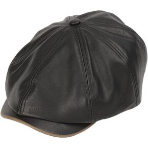HeiDmai PU Leather Newsboy Flat Cap Ivy Cabbie Cap Irish Catsby Hat Driver Hunting Hat