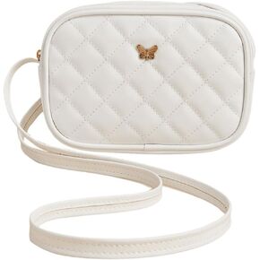 SweatyRocks Girl's PU Leather Zipper Crossbody Bag Butterfly Decor Solid Shoulder Bag Mini Square Bag