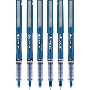 Pilot Precise V7 Stick Rolling Ball Pens, Fine Point, Blue Ink, 6 Pack