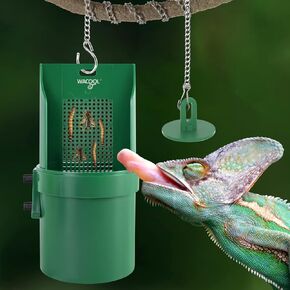 WACOOL Hanging Reptile Feeding Bowl with Grid Plate for Bugs Climbing & Move, Arboreal Reptile Climbing Feeder Bowl for Feeding Chameleon, Lizard, Iguana, Gecko, Frog