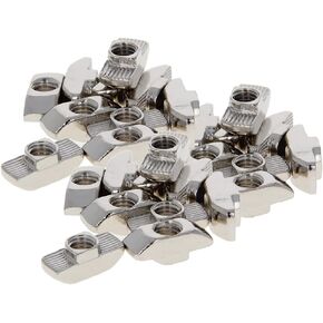 Aicosineg 5Pcs Carbon Steel Zinc Plated M6 Metric Thread Sliding Nuts Half Round Roll in T-Nut for 2020 Series T Slot Aluminum Extrusion Profile Construction Industry Silver Tone
