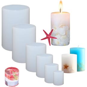 6 Pieces Cylinder Silicone Candle Molds Pillar Candle Silicone Molds Resin Casting Molds Candle Molds DIY Clay Molds