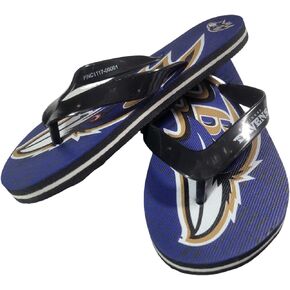 FOCO NFL Team Big Kids Double Logo Flip Flop Sandals - Baltimore Ravens - 5-6