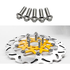 POWERJAMES 12 Points 5 PCS 5/16"-18-1.0" Stainless Steel Front Brake Rotor Hardware Mounting Bolts for Harley Front Wheel with 3.25" Bolts Circle Mount