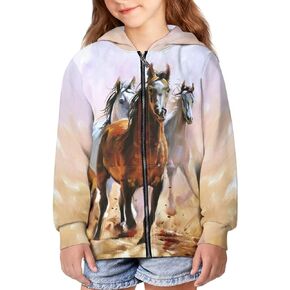 Yewattles Unisex Boys Girls Zip Up Hoodies Sweatshirts Long Sleeve Printed Top with Pockets Thin Coat for Age 6-16 Kids