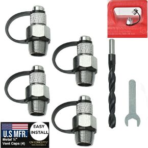CM Concepts® Gas Can 1/2" Vent Caps, Easy Install, Chrome Brass, for 1/2 inch hole, Designed in USA (4)
