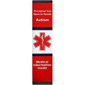 Autism Awareness Medical Alert Seat Belt Cover (9") with Pocket for Emergency Information and Contacts Form Also Online. Fits All seat Belts and is Made by Help Belts. (Black/White)