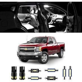 مصابيح داخلية LED فائقة السطوع: مجموعة لمبات بيضاء 6000k لسيارة Chevy Silverado جميع موديلات الملحقات 2007 2008 2009 2010 2011 2012 2013 (12 قطعة) EASY EAGLE