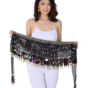 ZLTdream Belly Dance Color Film Gong Hip Scarf Chiffon With Sequin