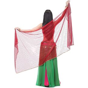 Lopsity Belly Dance Hand Scarves Belly Dance Costume Outfit Hip Scarf Sequin Trim Shawls Veils Lightweight Hand Scarf