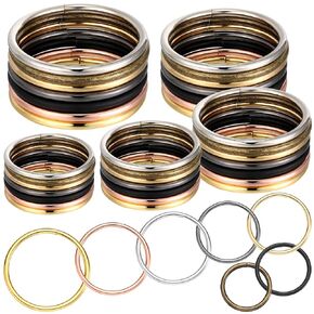 35 Pieces Metal O Ring Multi-Purpose Metal O Ring Non-Welded O Ring Round Metal Key Ring for Keychains Macrame Dog Leashes Camping Belt Hardware Bag Rings DIY Accessories, 5 Sizes (Colorful)