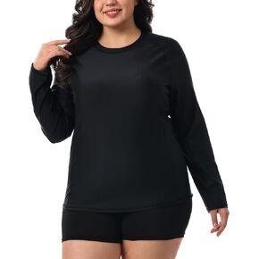 HODOSPORTS Women's Plus Size Rash Guard UPF 50+ Swim Shirt Sun Protection Swimsuit Top Long Sleeve 1X-6X