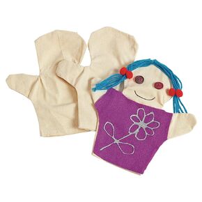 Colorations CANPUP Set of 12 Kids Decorate Your Own Canvas Hand Puppets, 9-1/7"H each, for All About Me, Social Emotional, Pretend Play Activities