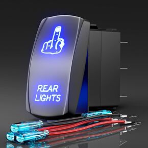 Okerny Rocker Switch Rear Lights-Finger,Laser Etched Toggle Switch ON/Off SPST 5Pin 12V 24V Switch Jumper Wires for Cars Trucks Caravans Marine Boat ATV UTV RV…… (Blue)
